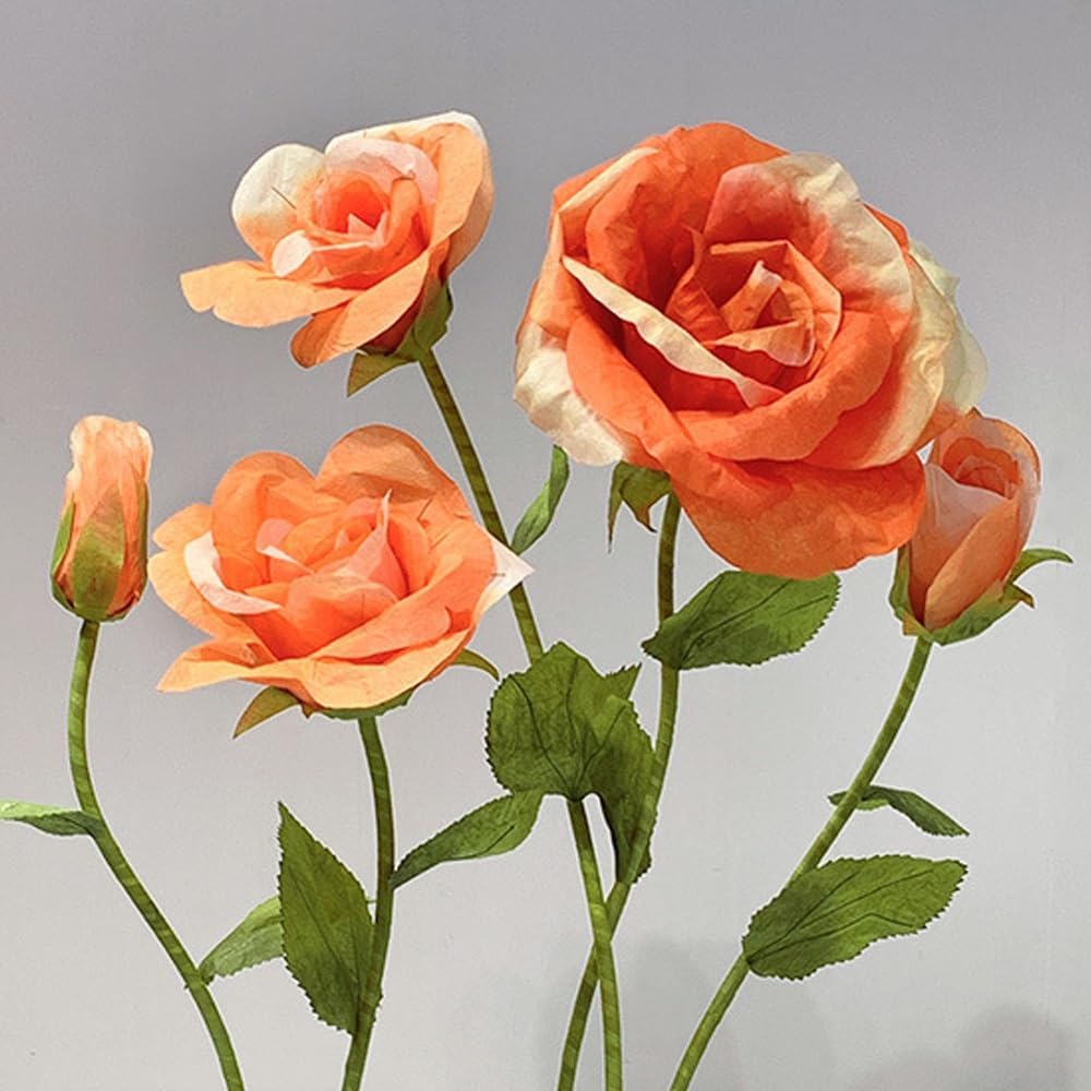 Giant Flowers for Decoration, 5-Pack Large Pink Artificial Flowers with Stems and Stands, 5.9Ft, Various Sizes, Bold and Festive Style, Perfect for Wedding, Party, Home Decor, Photography Props