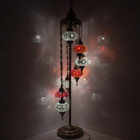 7 Globes Turkish Moroccan Mosaic Floor Lamp
