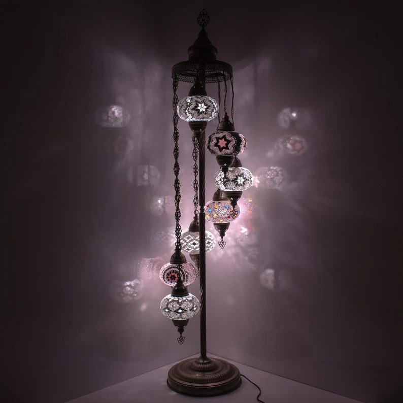 7 Globes Turkish Moroccan Mosaic Floor Lamp