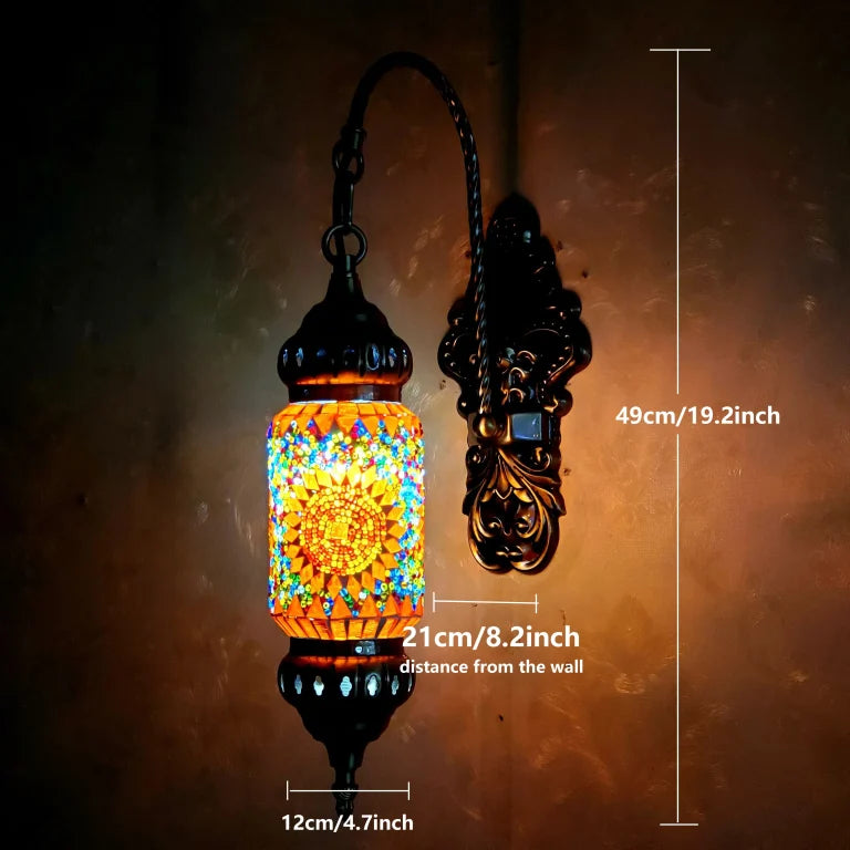 Handcrafted Turkish Mosaic Wall Light – Retro Moroccan Lamp for Living Room or Bedroom Decor