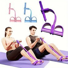 🏃♀️ 💪 Fitness Resistance Bands-4 Tube Pedal Ankle Puller 🏃♀️