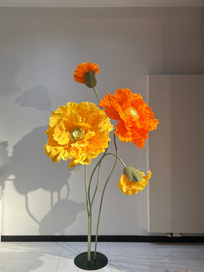 Orange And Yellow Giant Vertical Paper Flowers
