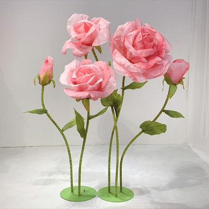 Giant Flowers for Decoration, 5-Pack Large Pink Artificial Flowers with Stems and Stands, 5.9Ft, Various Sizes, Bold and Festive Style, Perfect for Wedding, Party, Home Decor, Photography Props