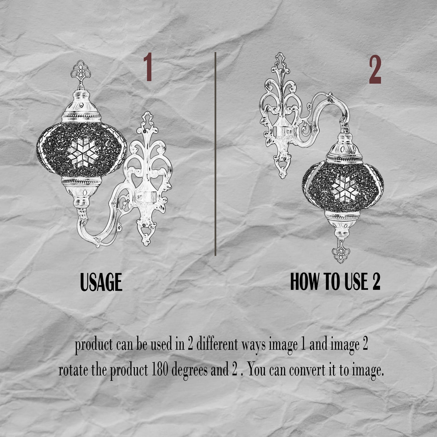 Turkish Moroccan Mosaic Wall Sconce Lamp with Bronze Base - B