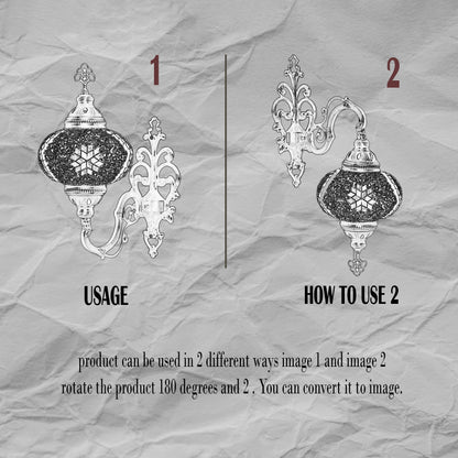 Turkish Moroccan Mosaic Wall Sconce Lamp with Bronze Base - B