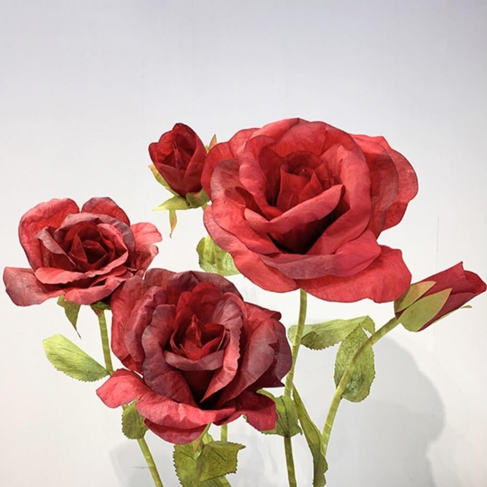 Giant Flowers for Decoration, 5-Pack Large Pink Artificial Flowers with Stems and Stands, 5.9Ft, Various Sizes, Bold and Festive Style, Perfect for Wedding, Party, Home Decor, Photography Props