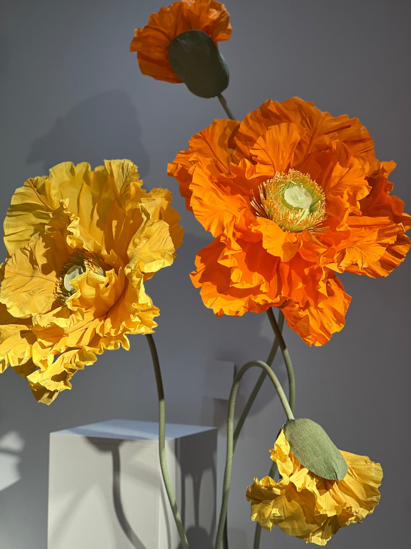 Orange And Yellow Giant Vertical Paper Flowers