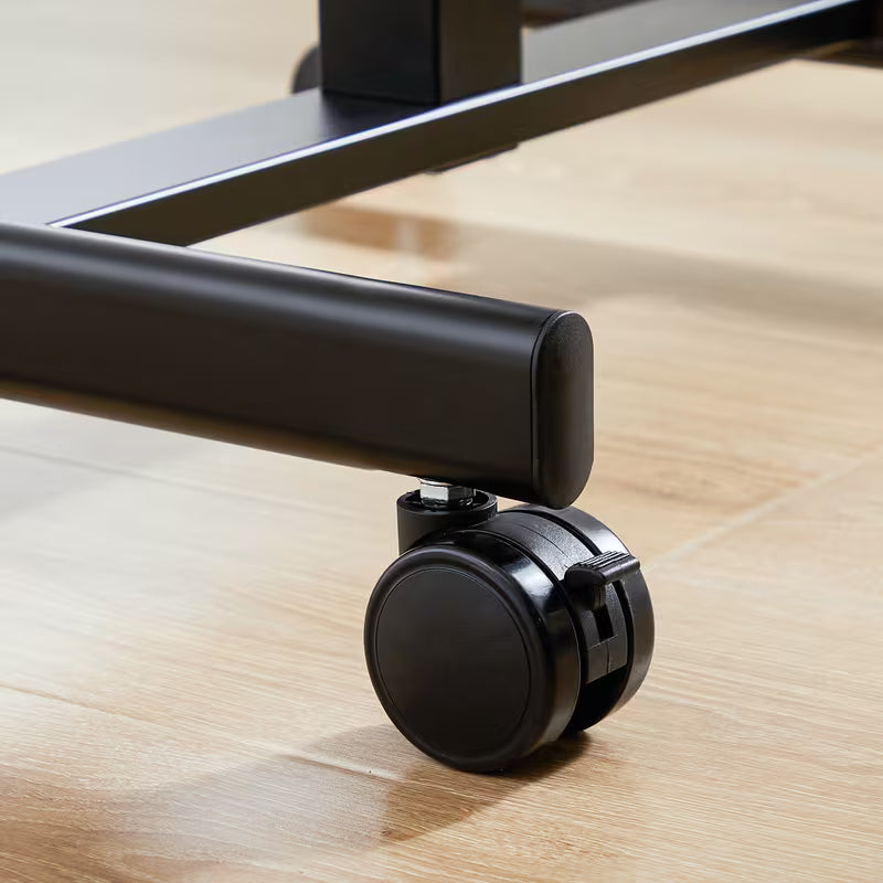 MCQ White/Black/Rust Small Standing Desk Mobile Portable Rolling Laptop Desk on Wheels