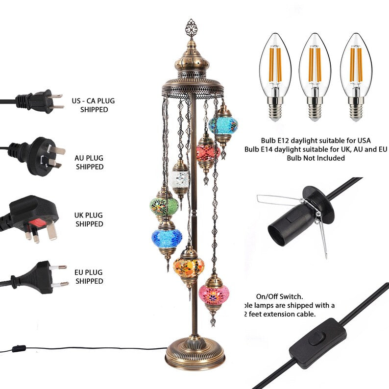 7 Globe Moroccan Floor Lamp Design