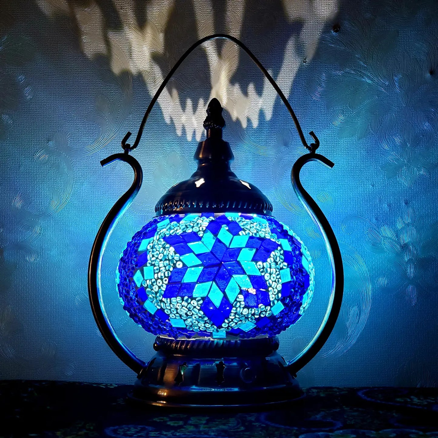 Blue Turkish Mosaic Lamp Kit Portable Desk Lamp