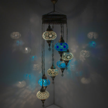 7 Globes Turkish Mosaic Pendant Lamp