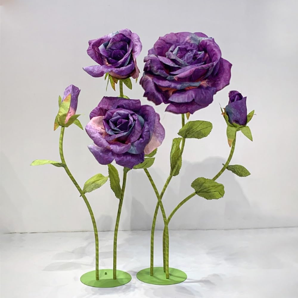 Giant Flowers for Decoration, 5-Pack Large Pink Artificial Flowers with Stems and Stands, 5.9Ft, Various Sizes, Bold and Festive Style, Perfect for Wedding, Party, Home Decor, Photography Props