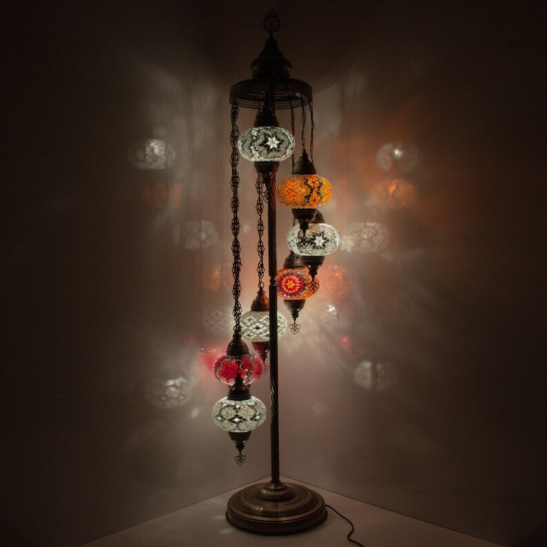 7 Globes Turkish Moroccan Mosaic Floor Lamp