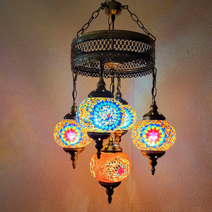 5 Ball Turkish Lamps Mosaic Chandeliers - 3