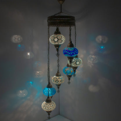 7 Globes Turkish Mosaic Pendant Lamp