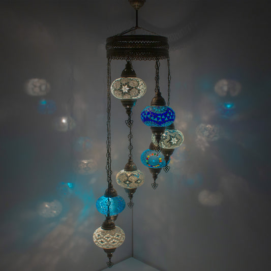 7 Globes Turkish Mosaic Pendant Lamp