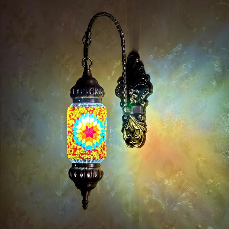 Handcrafted Turkish Mosaic Wall Light – Retro Moroccan Lamp for Living Room or Bedroom Decor