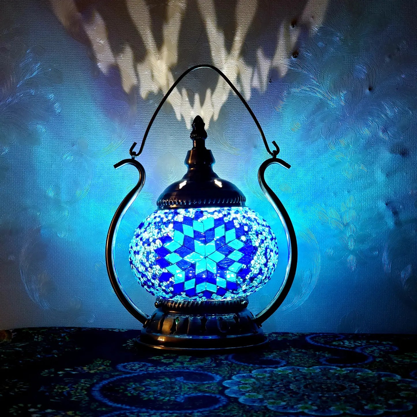 Blue Turkish Mosaic Lamp Kit Portable Desk Lamp