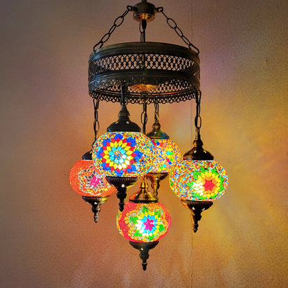 5 Ball Turkish Lamps Mosaic Chandeliers - 3