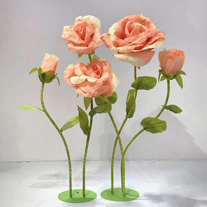 Giant Flowers for Decoration, 5-Pack Large Pink Artificial Flowers with Stems and Stands, 5.9Ft, Various Sizes, Bold and Festive Style, Perfect for Wedding, Party, Home Decor, Photography Props