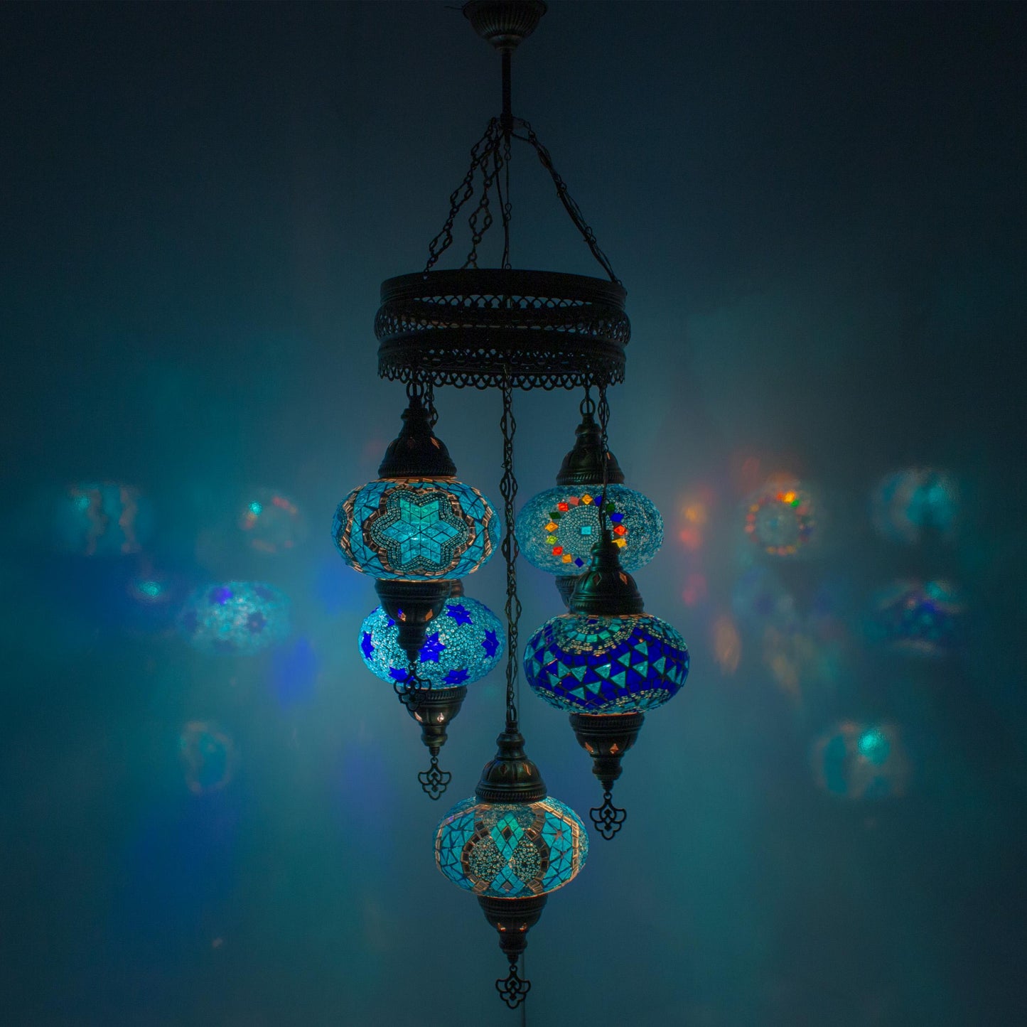 5 Globes Turkish Chandelier