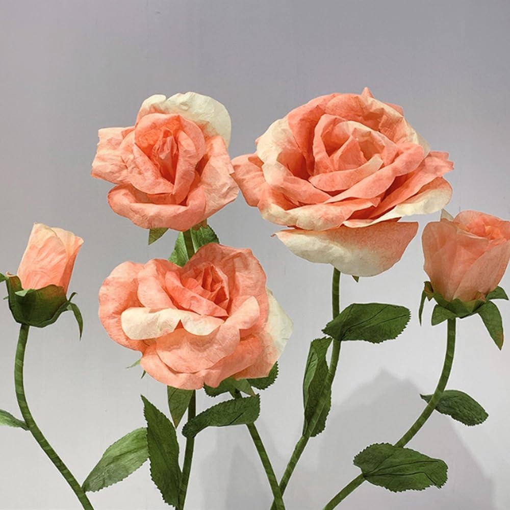 Giant Flowers for Decoration, 5-Pack Large Pink Artificial Flowers with Stems and Stands, 5.9Ft, Various Sizes, Bold and Festive Style, Perfect for Wedding, Party, Home Decor, Photography Props