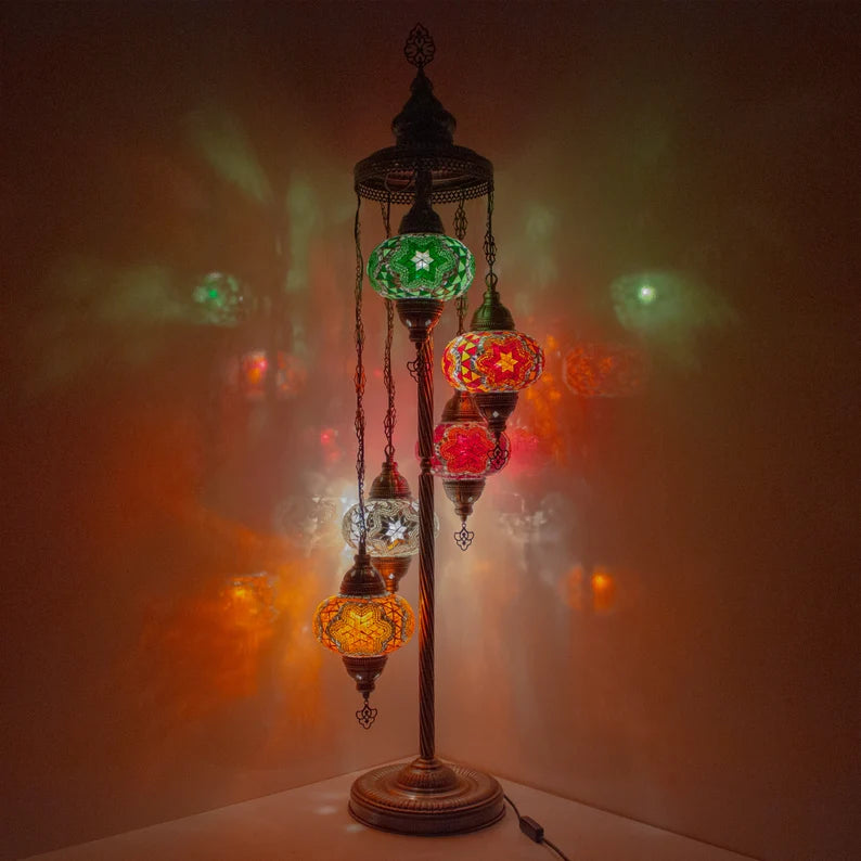 5 Globes Turkish Moroccan Mosaic Floor Lamp