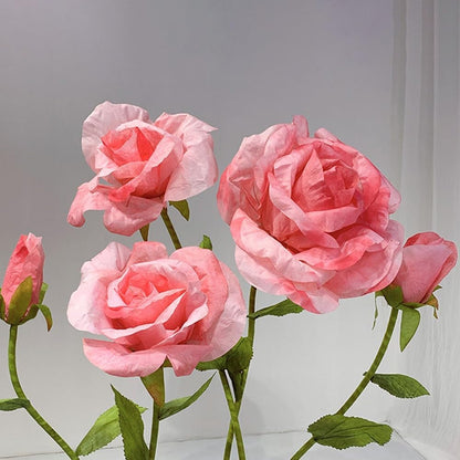 Giant Flowers for Decoration, 5-Pack Large Pink Artificial Flowers with Stems and Stands, 5.9Ft, Various Sizes, Bold and Festive Style, Perfect for Wedding, Party, Home Decor, Photography Props