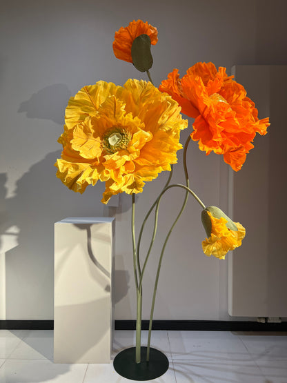 Orange And Yellow Giant Vertical Paper Flowers