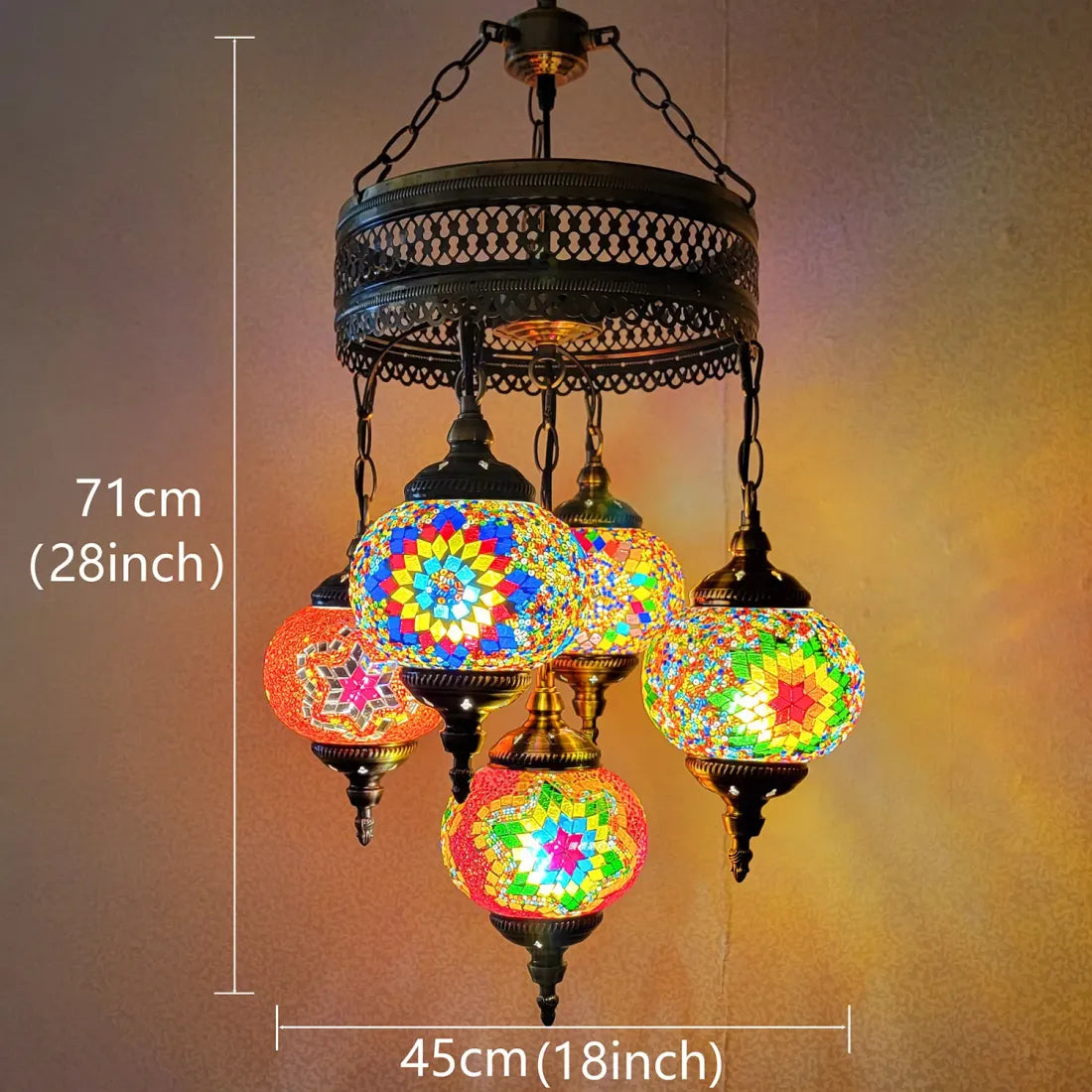 5 Ball Turkish Lamps Mosaic Chandeliers - 3