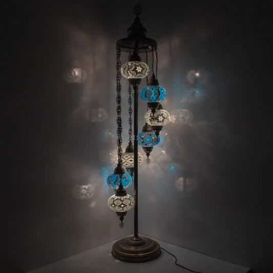 7 Globes Turkish Moroccan Mosaic Floor Lamp