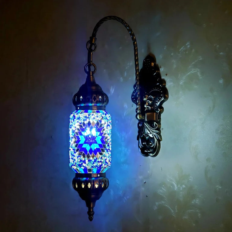 Handcrafted Turkish Mosaic Wall Light – Retro Moroccan Lamp for Living Room or Bedroom Decor