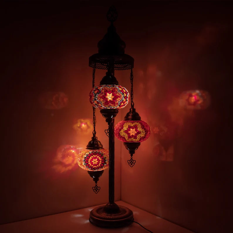 3 Globes Turkish Moroccan Mosaic Floor Lamp