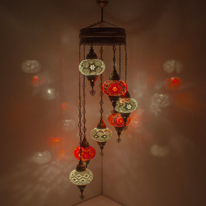 7 Globes Turkish Mosaic Pendant Lamp