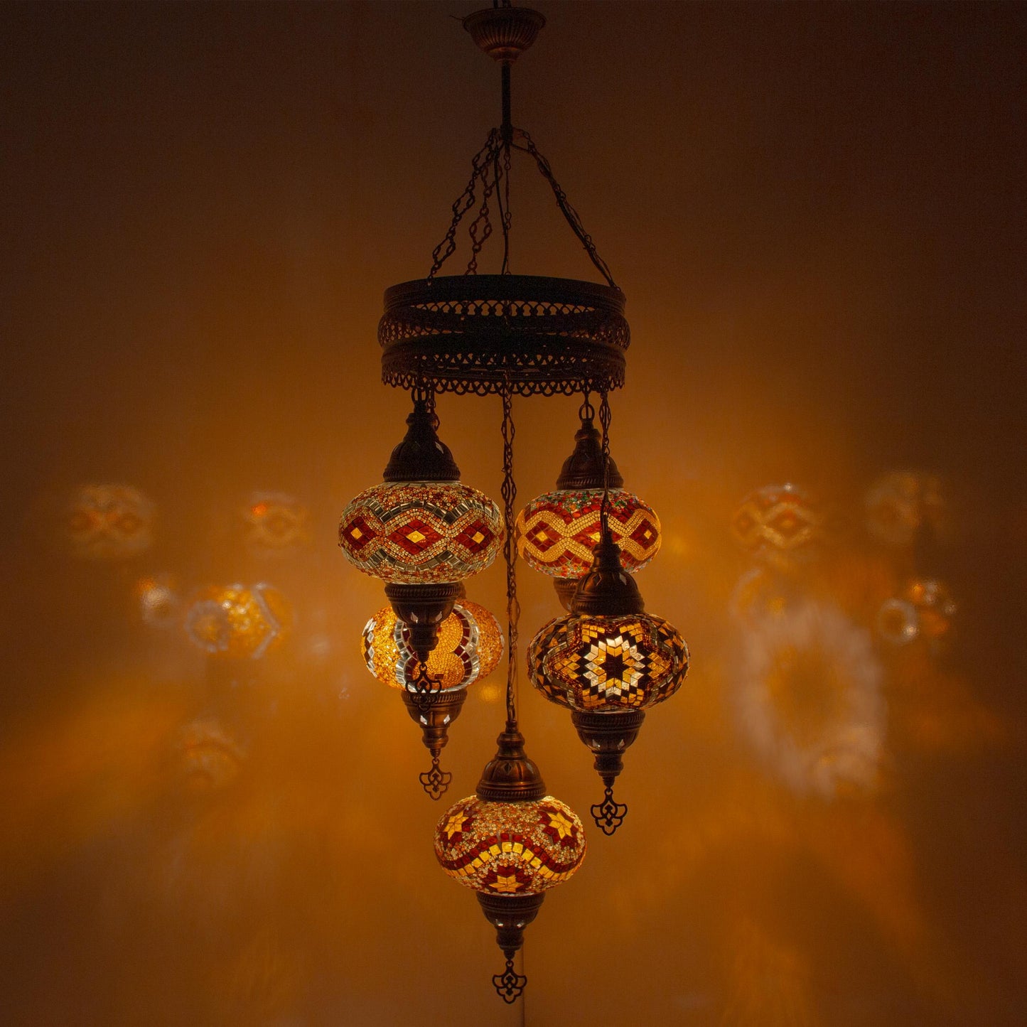 5 Globes Turkish Chandelier