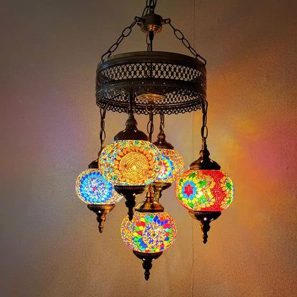 5 Ball Turkish Lamps Mosaic Chandeliers - 3