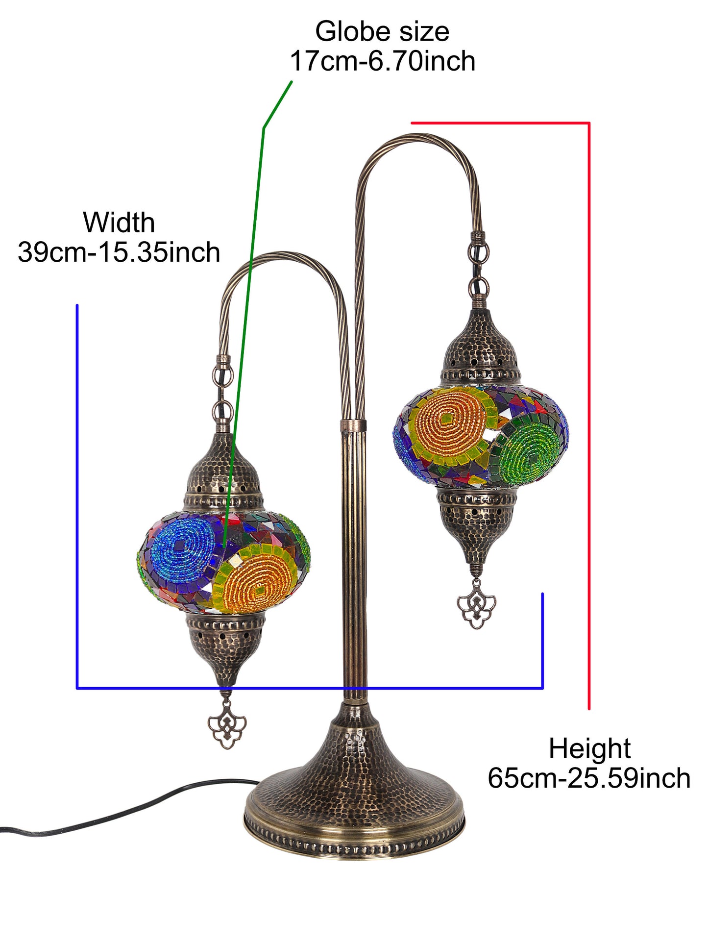 Mosaic Bedside Lamp 2 Globe Turkish Table Lamp