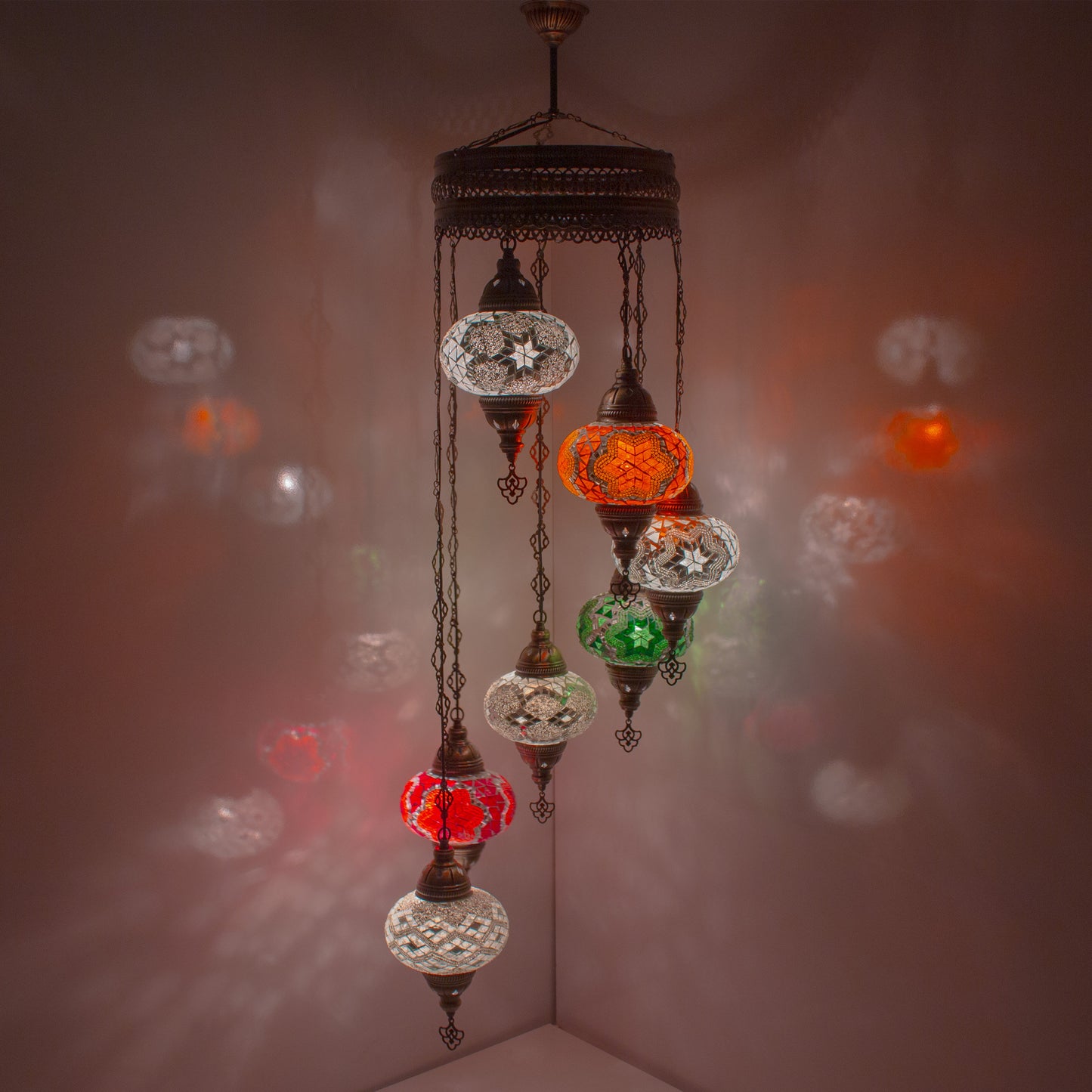 7 Globes Turkish Mosaic Pendant Lamp