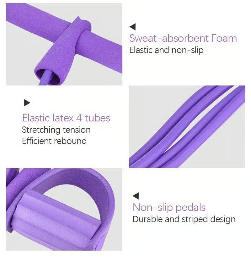 🏃‍♀️ 💪 Fitness Resistance Bands-4 Tube Pedal Ankle Puller 🏃‍♀️